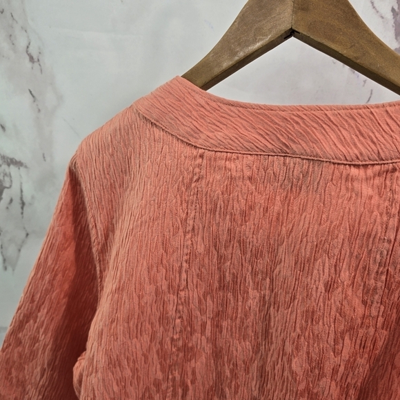 Bob Mackie Top Womens XL Pink Button Blouse Textured Lightweight Jacket Cardigan - Picture 6 of 11